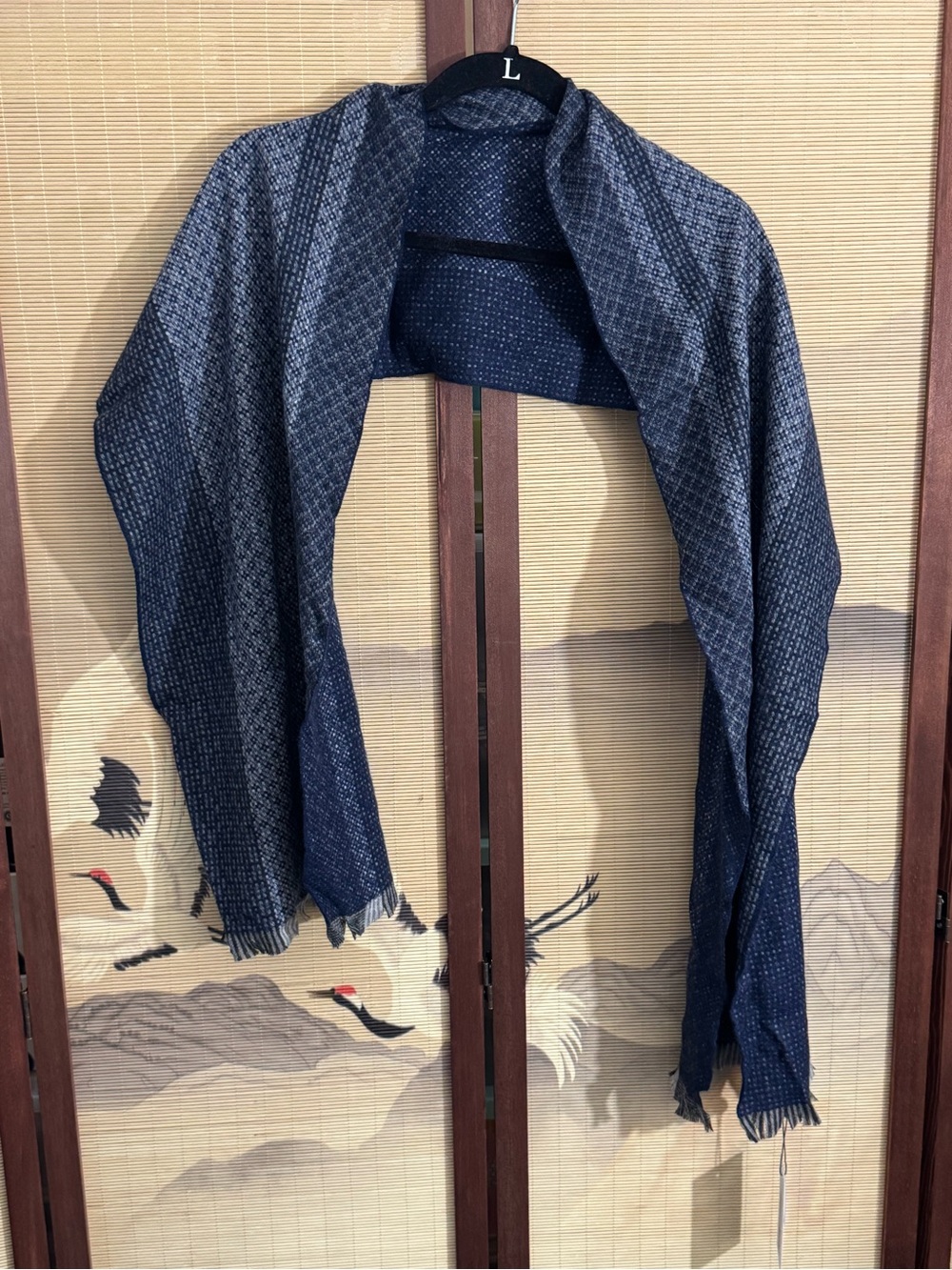 Men's Dark Blue Patterned Scarf - Classic Navy Style